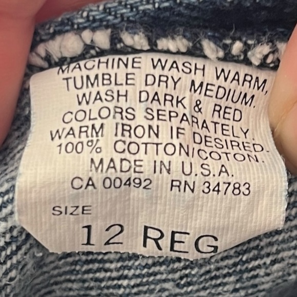 Vintage 90s Lee Kids Jeans Acid Wash Denim Cotton Made in USA Size 12 Reg - Picture 9 of 9